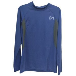 MEETYOO Men's Compression Shirt Size L Long Sleeves Blue and Black